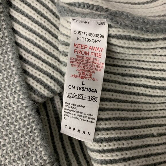 Topman Gray Ribbed Half Zip Sweater Pullover Long Sleeve Knit Large - Picture 5 of 5